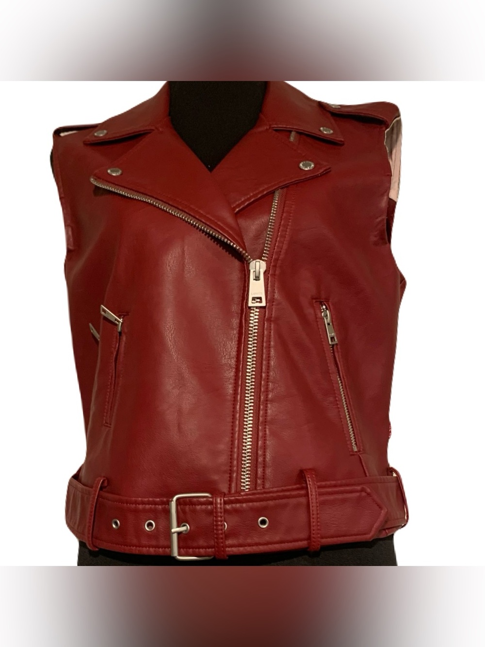 Levi's Red Faux Leather Moto Vest